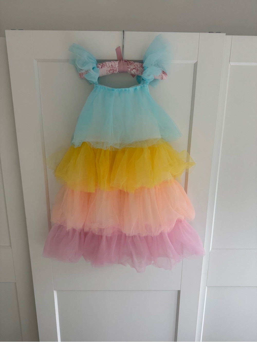 Lola + The Boys Pastel Tiered Tulle Dress - Blue, Yellow, Peach, Pink Sz 10 NWT
